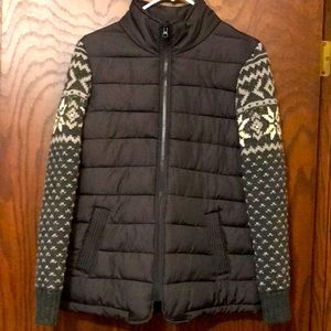 Ruff Hewn Puffer Jacket with Knit Sleeves